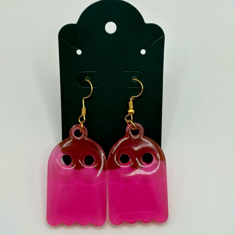 HANDMADE- Ghost Earrings- Pink
